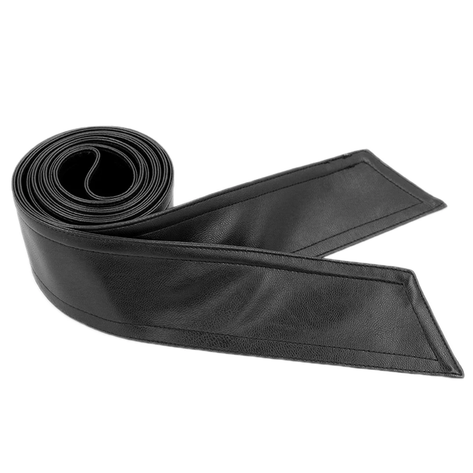 Ženy 180 cm dĺžka faux kožený kabát Real Realt Wrap Wrap okolo Obi Wide Base Base pre šaty na bundu