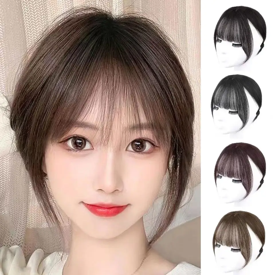 Ženy Bangs Wig 3D francúzske rany Clip-in Wispy Bangs predlžovanie vlasov Čierne hnedé zakrivené vzduchové branky Fringe Parochne Česky