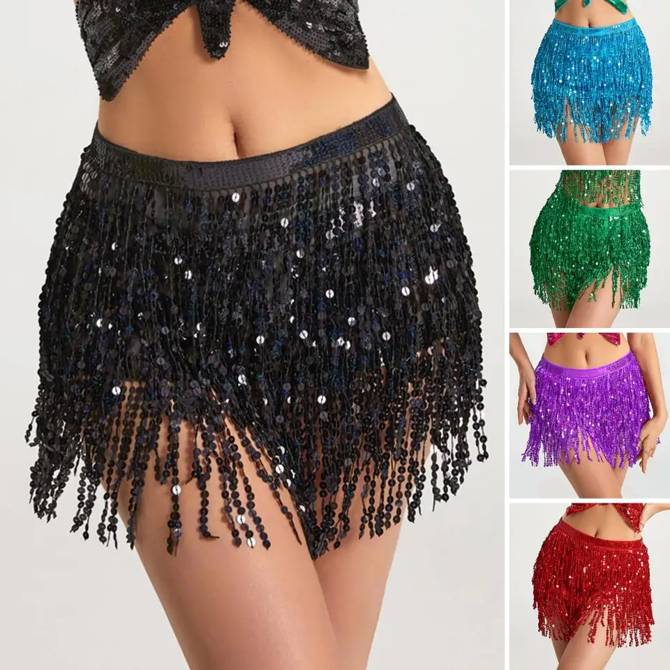 Ženy Belly Dance Sukňa Flitrovanie Tassel pasu bedra Flitrpined Tassel Sat