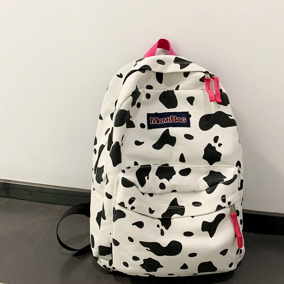 Ženy Canvas Batoh Zebra Cow Print Pattern School Book BAG BAG Dámy Veľká kapacita Cestovná taška Žena vrecká s viacerými vreckami na rameno