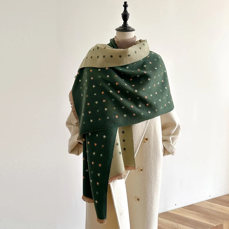 Ženy Cashmere šatky módne hviezdy tlače šatky dám