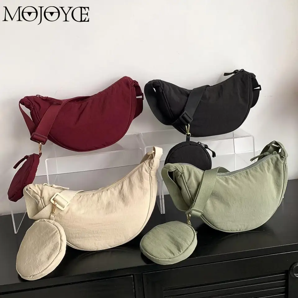 Ženy Crossbody Bag Solild Color Ramer Bag Soft Nylon s vreckom na mince nastaviteľné remienok Príležitostné vrecko pre ženy dievčatá