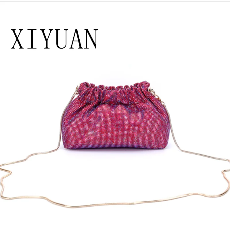 Ženy Diamond Evening Cabel Svadobná banketová párty Multicolor Shack Shinestone Kabelka na vianočný darček Crossbody Bag Red Crystal