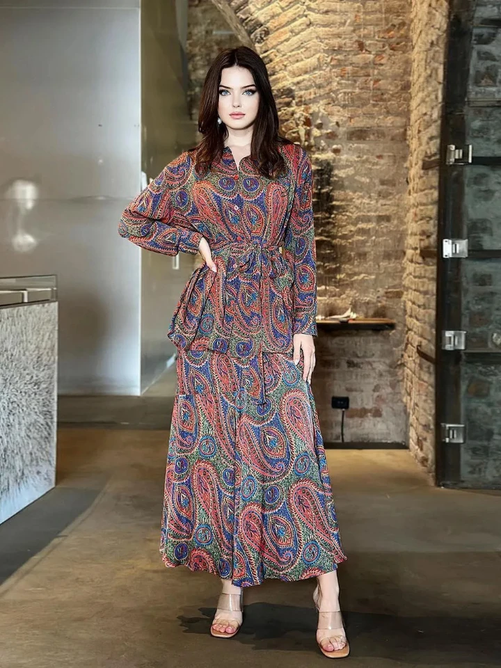 Ženy eid moslimské súpravy MUSULLAN ENSEMBLE DUBAI ARABA KAFTAN Single Breasted Dva kusy Príležitostné voľné islamské kvety pás