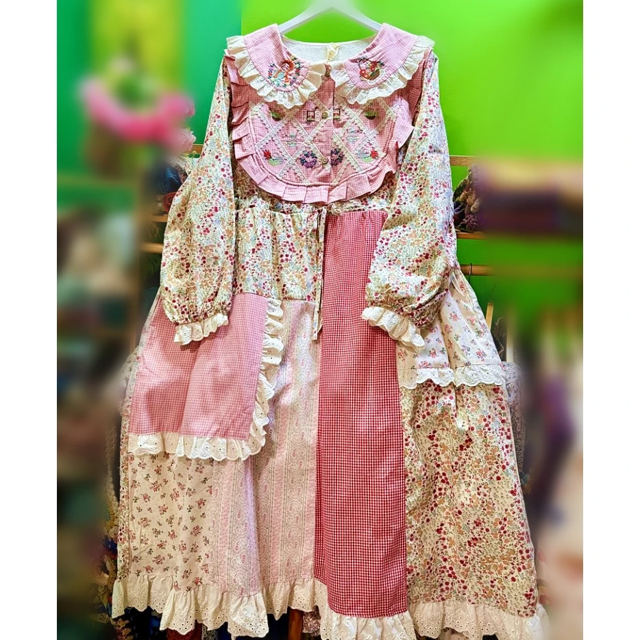 Ženy fleece vintage hnusené čipkované vyšívanie Cottagecore midi šaty retro mori dievča lolita sladké Rococo Goblincore dlhé šaty