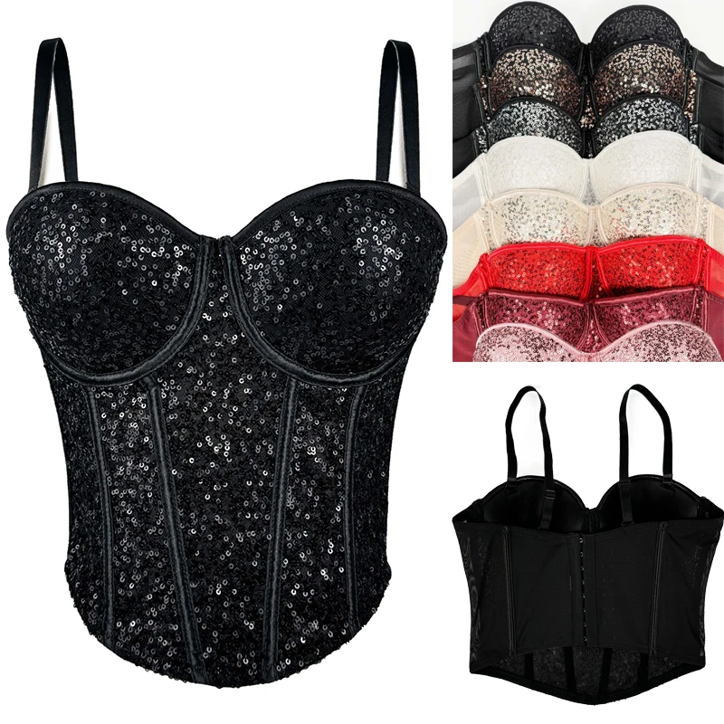 Ženy flitry korzet top plodina bustier gothic podprsenka push up oldea sexy spodná bielizeň korzet špagety remienok party club Shapewear Top