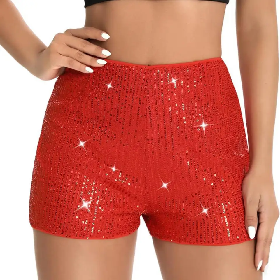 Ženy Flitry Shorts Flitry Vysoký pás Dámske šortky Slim Fit Prieduble nad kolennou dĺžkou Club Party Beach Mini Shorts lákavé