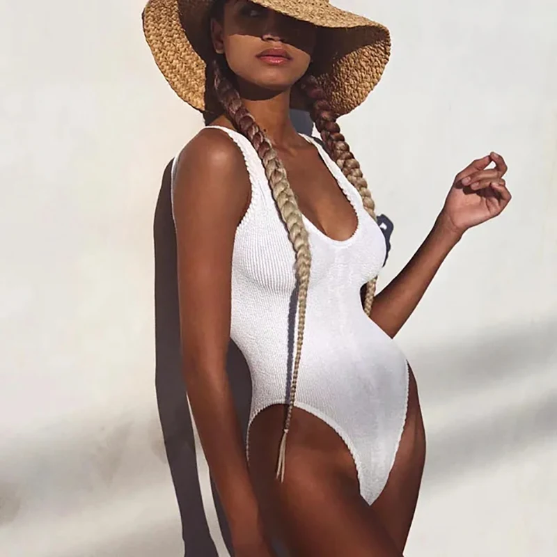 Ženy jeden kus plaviek 2024 Nový trend Solid Monokini plavky Plavec