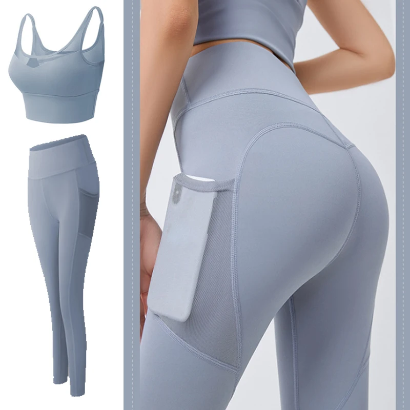 Ženy joga set bezšvový fitness oblek telocvičňa kraťasy Cvičenie Top športové košeľa Solid Pant High pás legíny