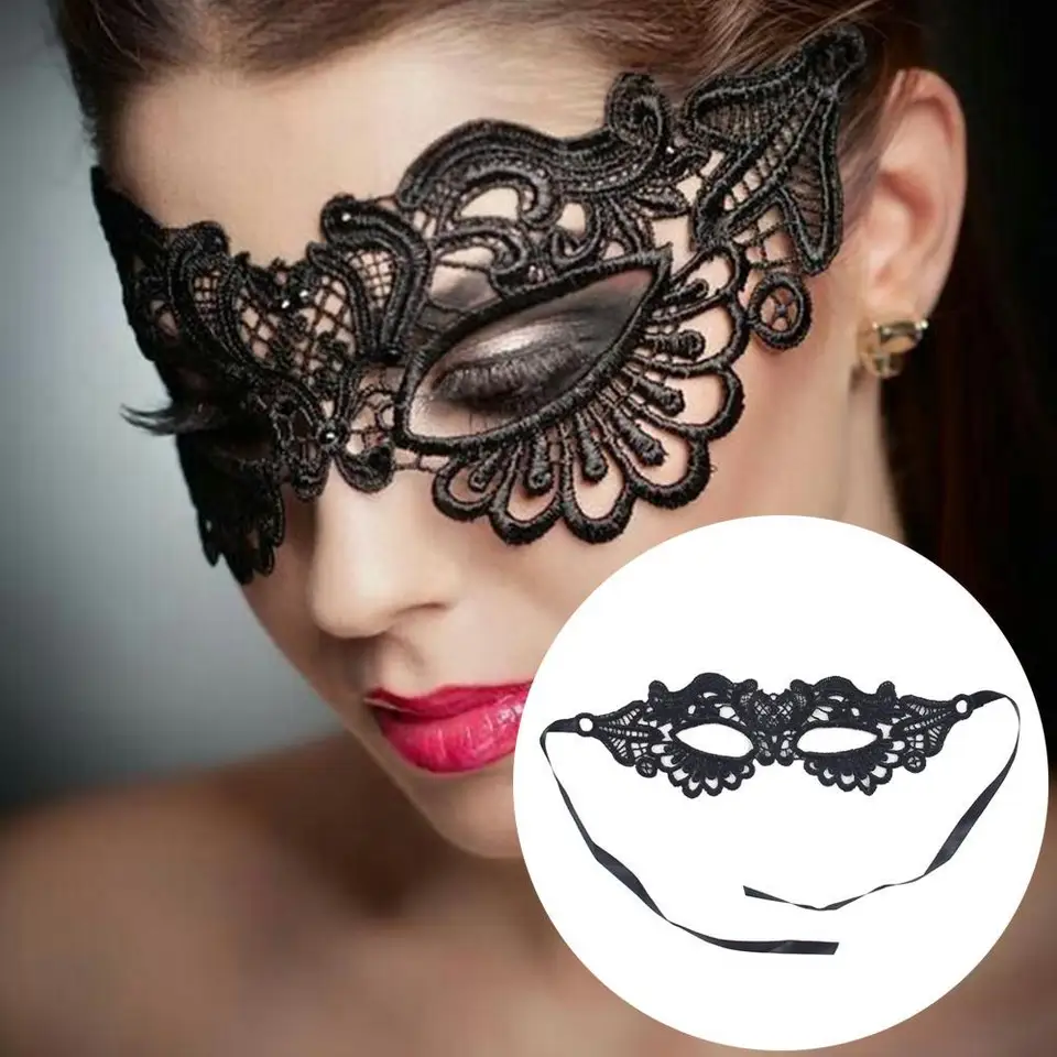 Ženy karnevalová maska ​​dutá čipka maškarná maska ​​na tvár Maska princezná promárka props čierne oko maska ​​Halloween kostým pre ženy
