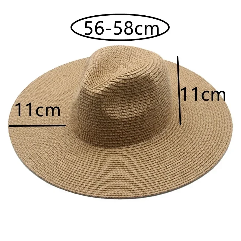 Ženy klobúky Big Brim 11 cm Men Ženy Khaki biele čierne slamy klobúky Sun Protection Beach Ženy letné vedro klobúky Sombreros de mujer