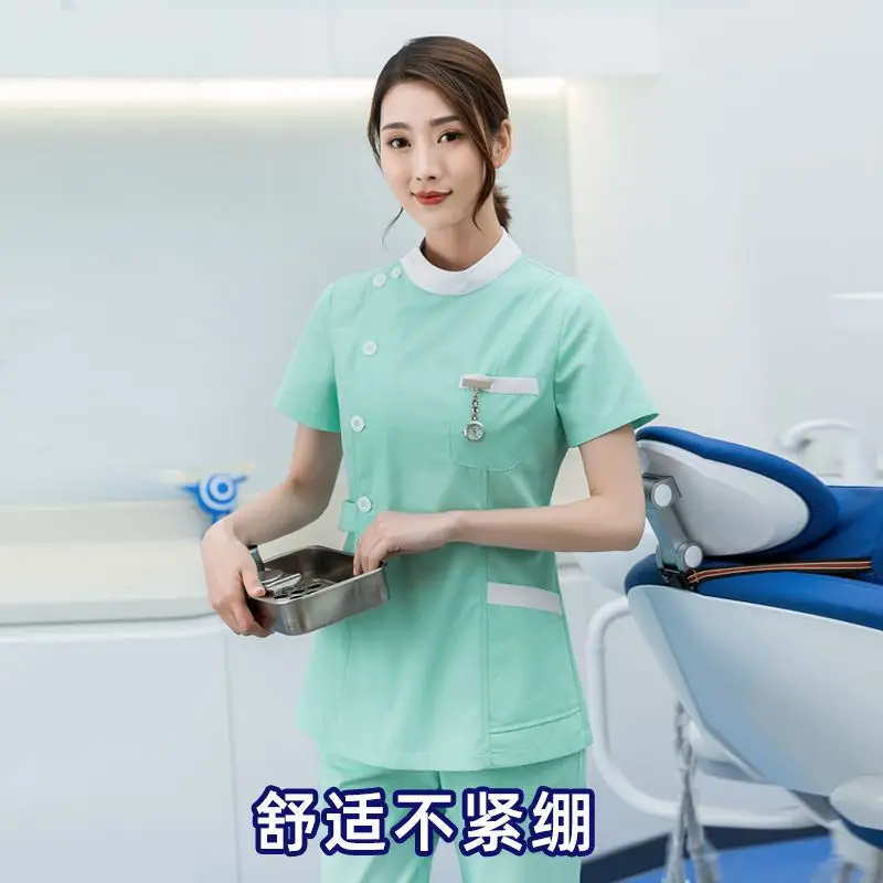 Ženy Krovné súpravy sestry Jednotné zdravotné ošetrovateľstvo Cotton Pet Pet Spa Workwear Slim Fit Stand Collar Clinic Clinic zubný odev Pracovné odevy