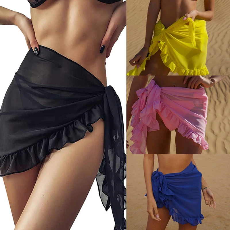 Ženy Krátke sarongy Plaviek pokrývky plážové bikiny zábal Čistá krátka sukňa šatky dám