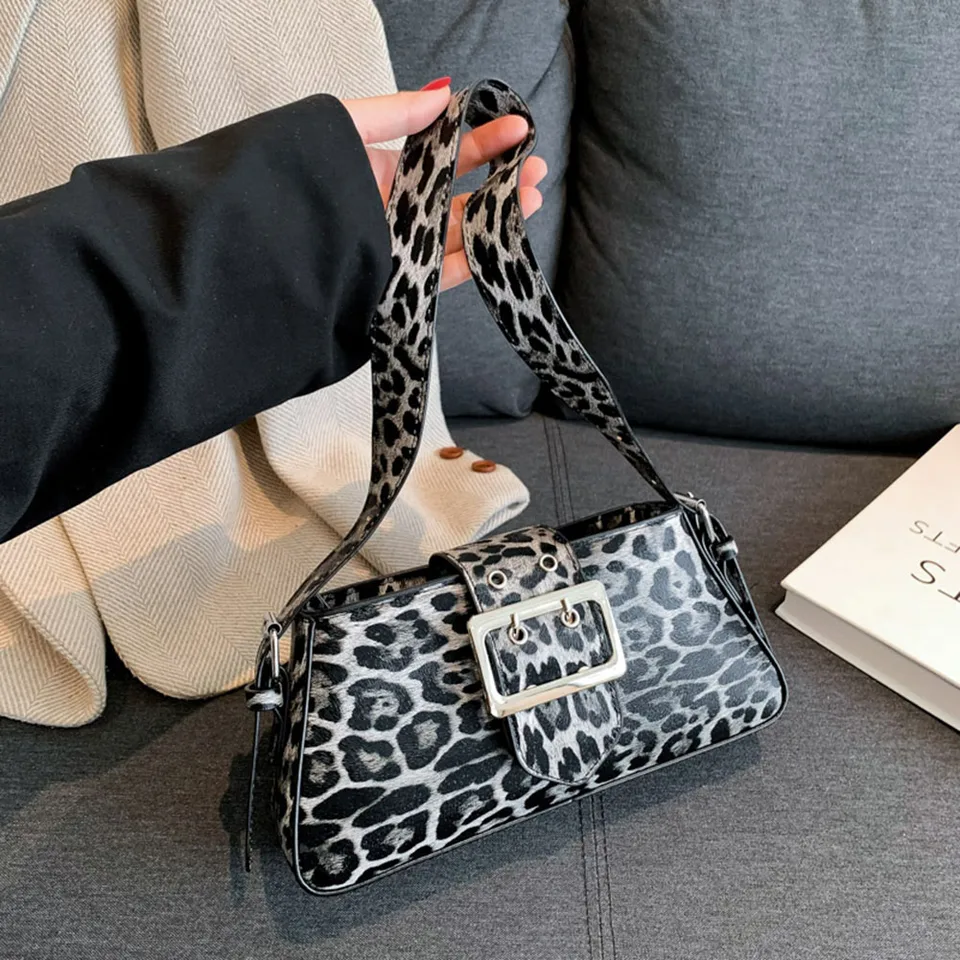 Ženy leopard tlač módne ramenné taška na zips zatváranie Trendy ramenná kabelka veľká kapacita elegantná klapka pre vonkajšie cestovanie