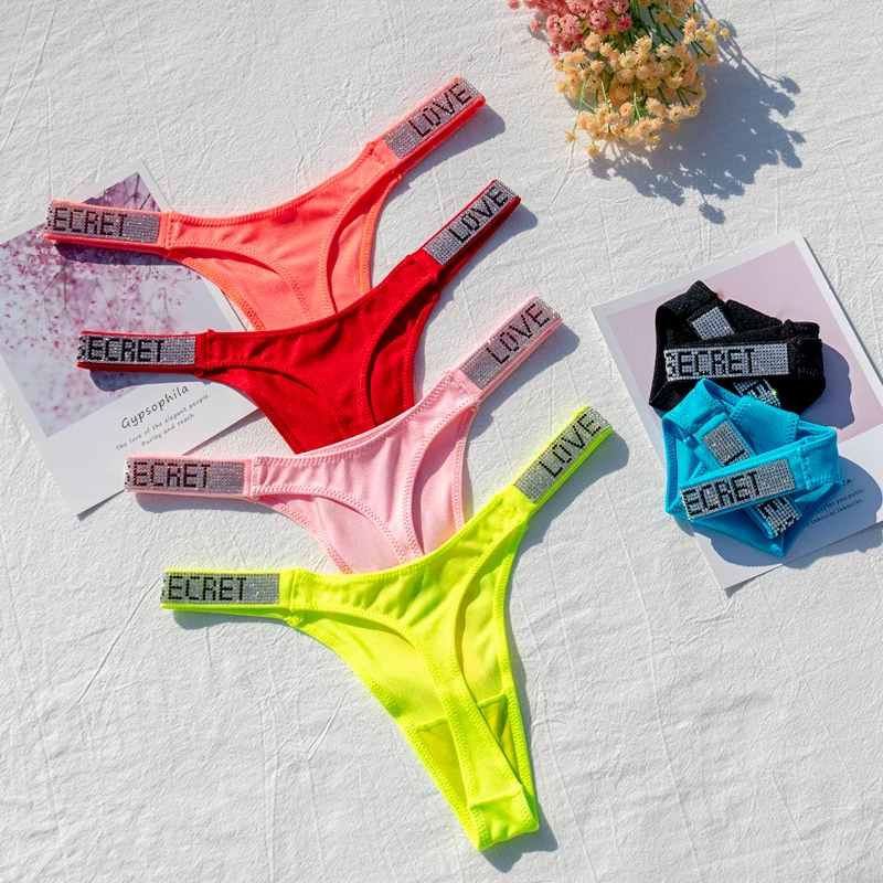 Ženy lesklé kamienkové nohavičky Sexy spodné prádlo Ženy Nízko vzostup nylon nylonová spodná bielizeň tajná neónová farba g-string