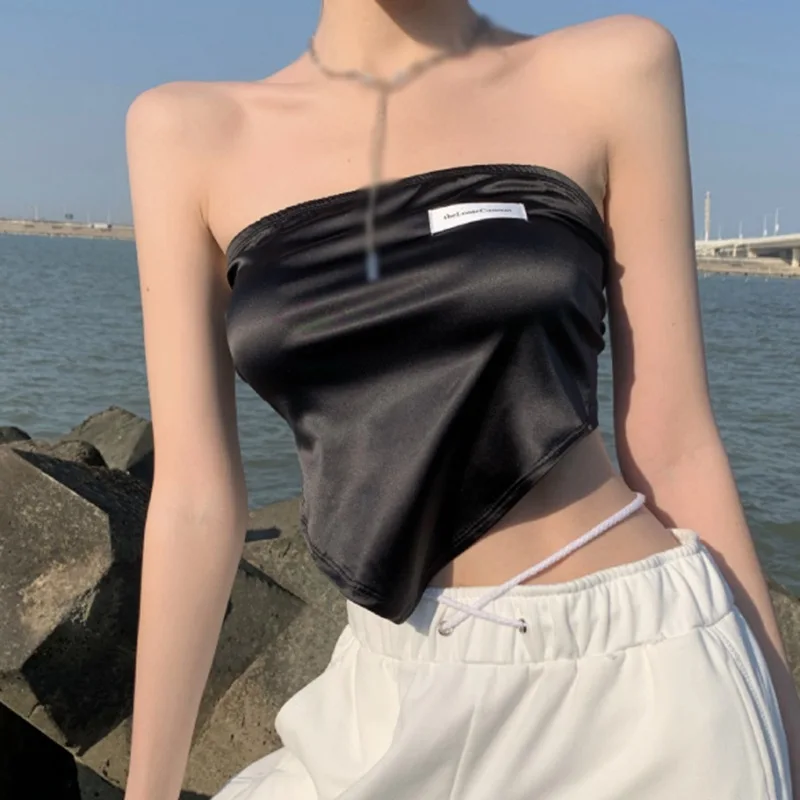Ženy letné štíhle rukávy bez rukávov Tops y2k estetics bandana plodiny Tops módne vintage korzetové vrcholy streetwear teet-tričko