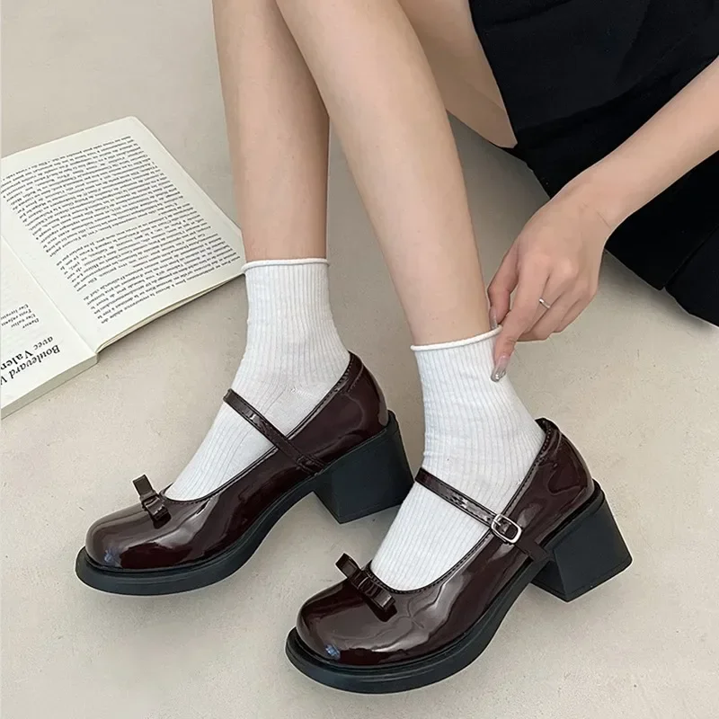 Ženy Lolita topánky Japonské topánky Mary Jane Shoes Vintage Girls Študenti JK Uniforma Platforma hnedé čierne topánky Cosplay laafers Pumps