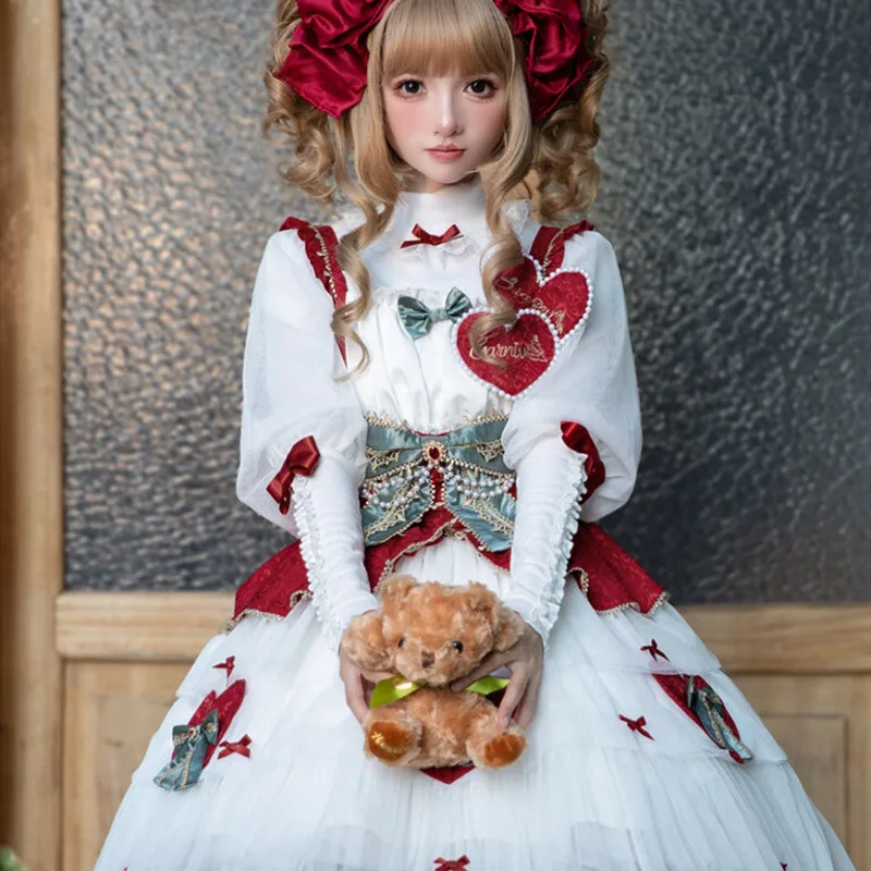 Ženy lolita šaty božské jelene ódy cosplay kostým olejomaľba rukoväte s nádherným ťažkým priemyslom elegantné temperament lolita šaty