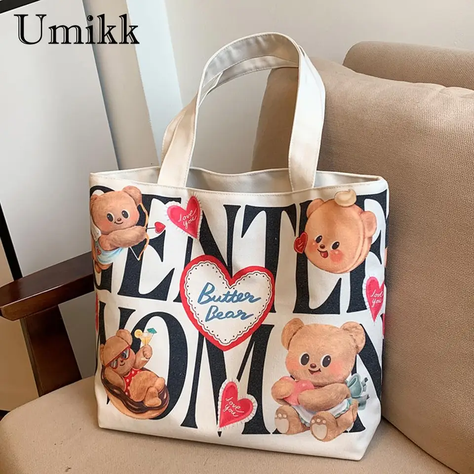 Ženy medveď módne taška na ramená veľkej kapacity karikatúra prepravujúca tašku na zips Uzatvorenie elegantná hobo taška jednoduchá dochádzková taška