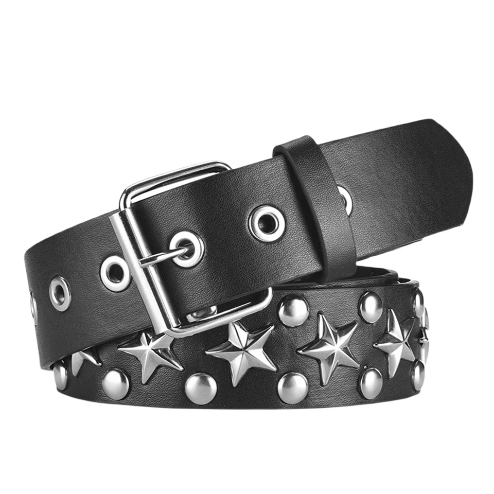 Ženy Men čierny pás punk guľky Stud Nit