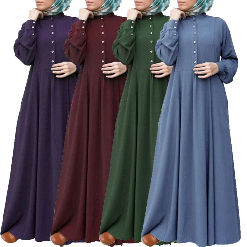 Ženy moslimské módy Príležitostné elegantné šaty karnevalové večierky Večerné šaty Robes Vintage Vestidos Arab Dubai Abaya Islamské oblečenie