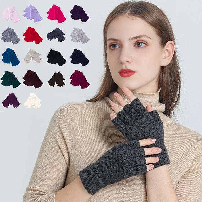 Ženy muži Half Finger Cashmere Ruka