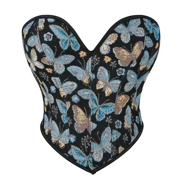 Ženy móda nadmerne korzet špičkové šnurovanie Bustiers Butterfly Vintage korzety krátky trup tela shaper kорсет
