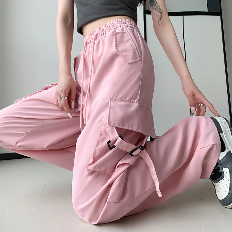 Ženy príležitostné joggery Technické nohavice Vintage Solid Solid High PAISHSTRING BAGGGY NOUPRAVY Y2K SWEEPANT STREETWEAR CARGO PANTS NS5799