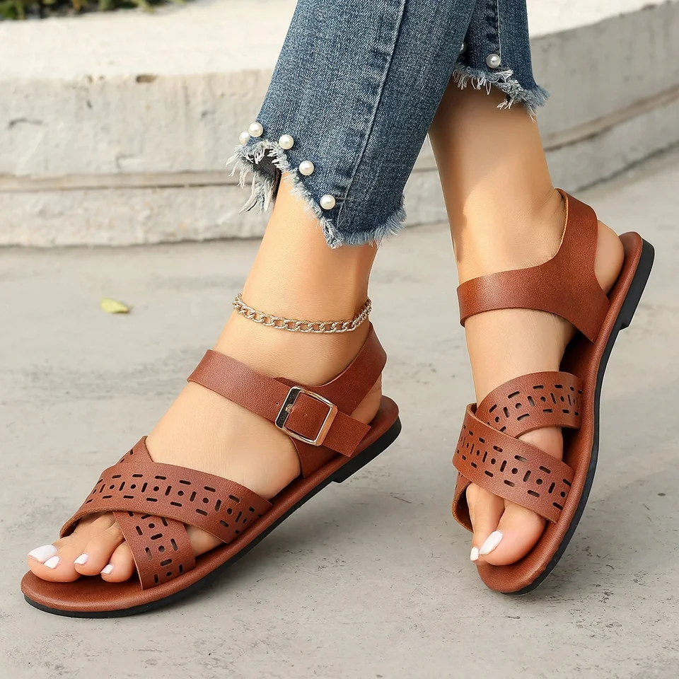 Ženy Sandále nové veľké veľké ryby ústa neformálne sandále Ženy Vonkajšie móda rímske elegantné topánky pre ženy Sandalias de Mujer