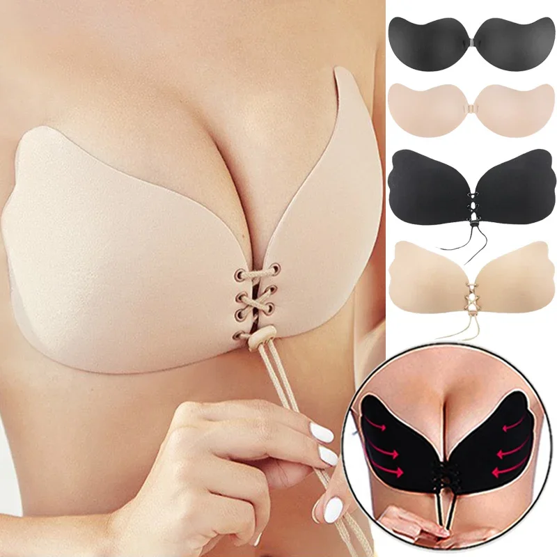 Ženy Self Adhesive bez ramienok bez obväzov bezprostredne Solid Bra Stick Gel Silikón Push Up Underwear neviditeľné podprsenky