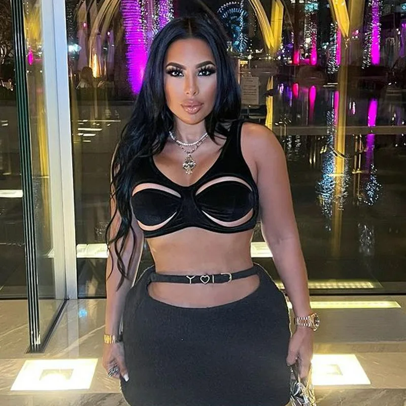 Ženy Sexy dutiny VELVET TAKY TOPS Summer Fashion Y2K Streetwear Club Party Spaghetti Raps Top Top