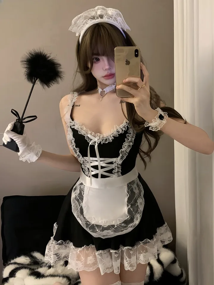 Ženy Sexy spodné prádlo kostým francúzska zástera slúžka šaty cosplay služobník lolita hot babydoll šaty uniforma erotická rola hracie kostým