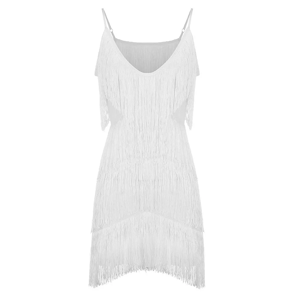 Ženy Sexy v krk Tassel Bodycon šaty módne klub Party Mini popruh šaty masívne farby Elegantné večerné šaty rúcho femmes