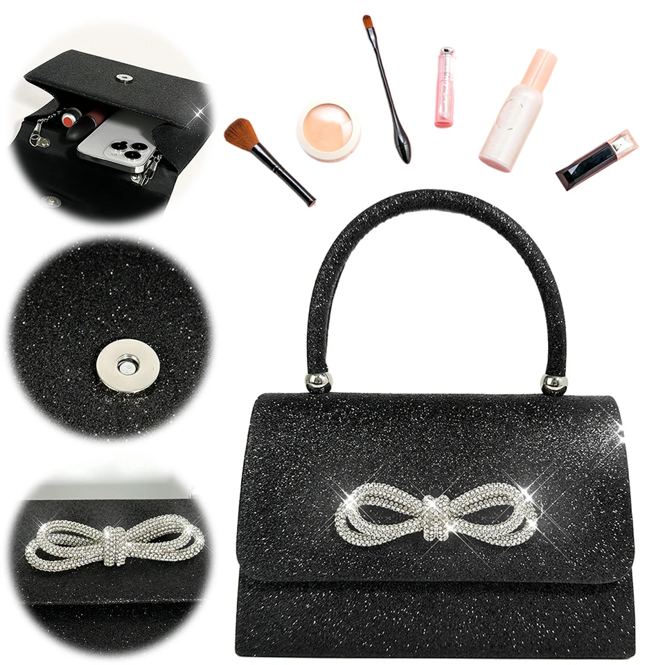 Ženy spojka kabelka na vrchnú rukoväť TAGE TAGLE GLITTER SHARMESTONE Impace Mini Square BAG Svadobná večera Prom Cuple
