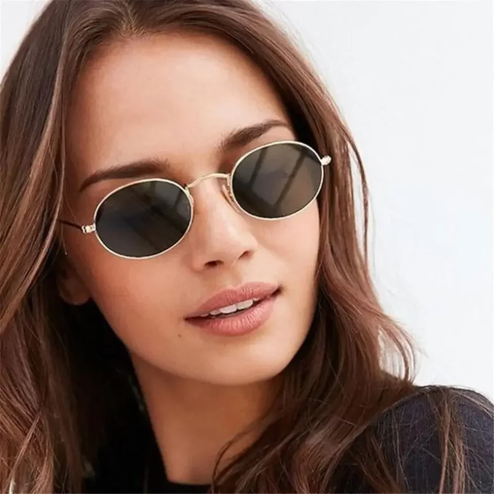 Ženy Steampunk oválne slnečné okuliare Zlato striebro Small Frame Retro Sex Round Slnečné okuliare 400UV Gradientné zrkadlové okuliare