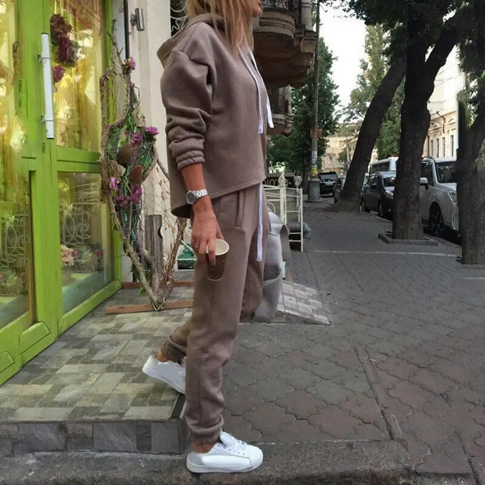 Ženy súpravy kapucne+nohavice s kapucňou Mikina módne Slim Women Set Hoodies Pants Suit Pullover Tracksuit Sportswear