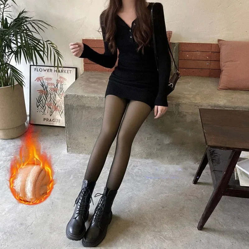 Ženy Termálne pančuchy sexy priesvitné fleece dlhé ponožky teplé elastické zamatové pančucháče pre tehotnú ženu priedušné pančuchy