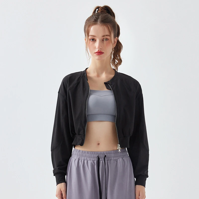 Ženy uvoľnené športové bundy Rýchle suché jogu bežecká bunda dvojité zipsové cvičebné kabát s dlhým rukávom Fitness tops tops mikiny ženy