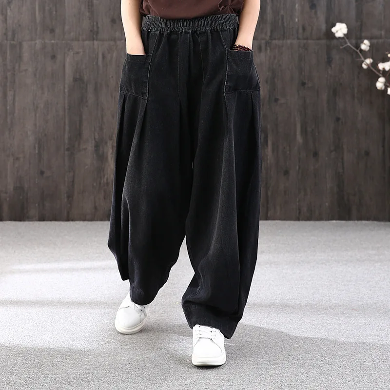 Ženy vintage džínsy elastické voľné džínsové nohavice Príležitostné streetwear móda y2k džínsy Žena na jeseň zimné nohavice