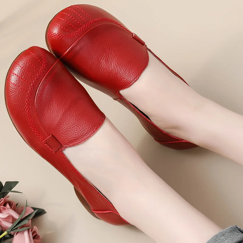 Ženy vintage červené čínske mokasíny nevesta svadobné topánky Dámy šijacie dizajnér Zelené mokasíny retro originálne kožené baletné byty