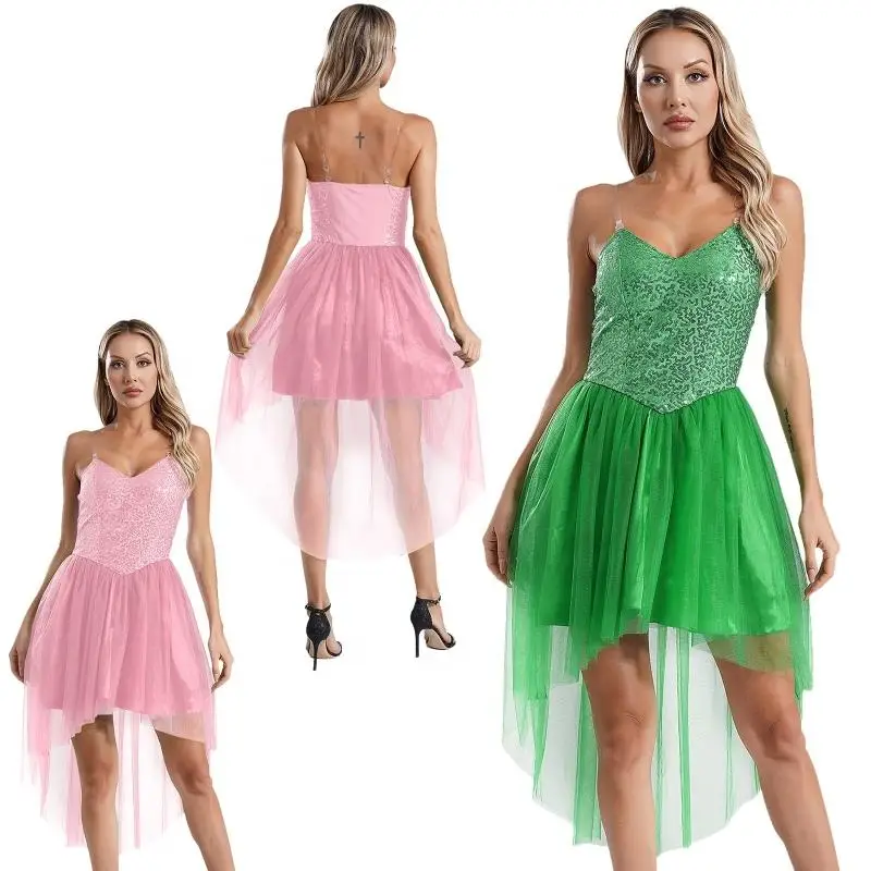 Ženy víla večera Elegantné kostým Cosplay bez rukávov Severs Tulle Princess Dress na vianočné halloweenske večierky