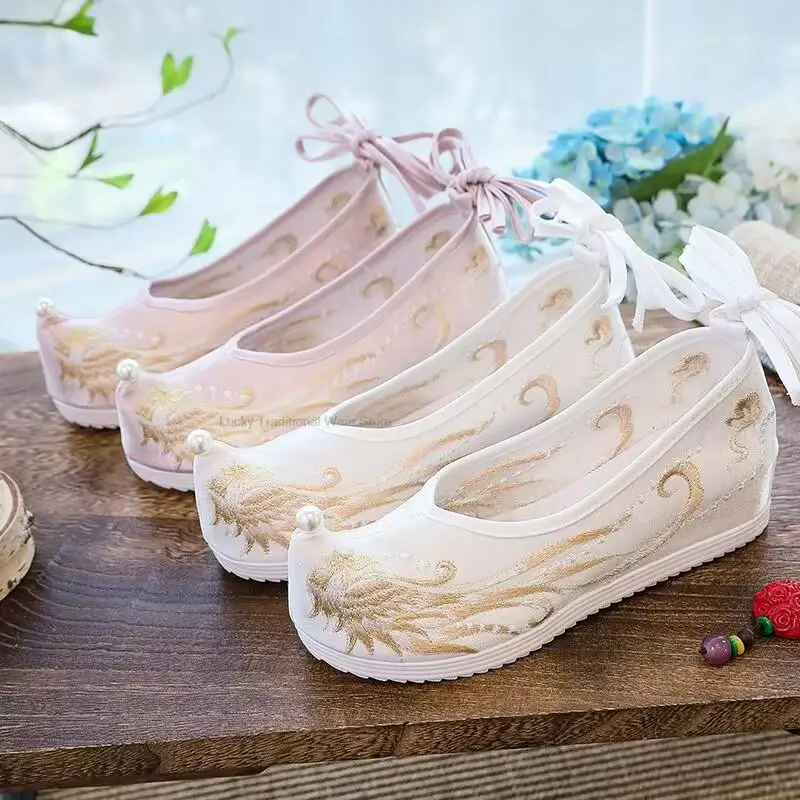 Ženy výšivky tkanie zlata Čínske starodávne topánky princezná qipao hanfu tang dynastia yue opery tanec tanečný vintage hanfu topánky