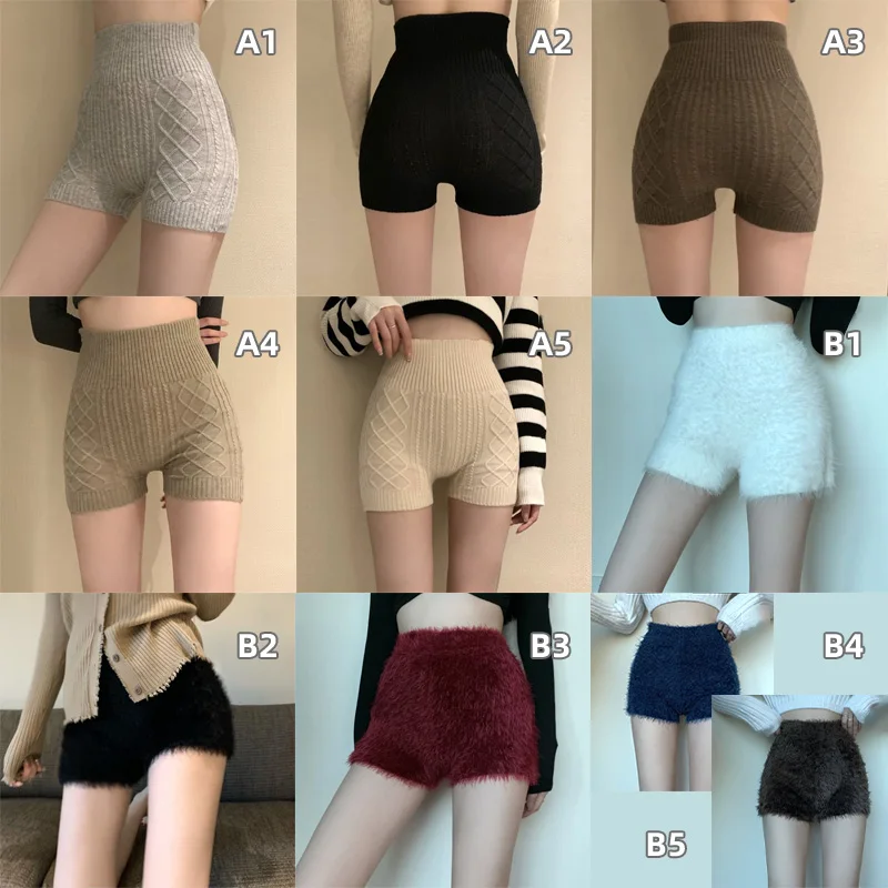 Ženy Zimné roztomilé lolita teplé zamatové kraťasy Sweet Sweet High Plesk Fleece Shorts