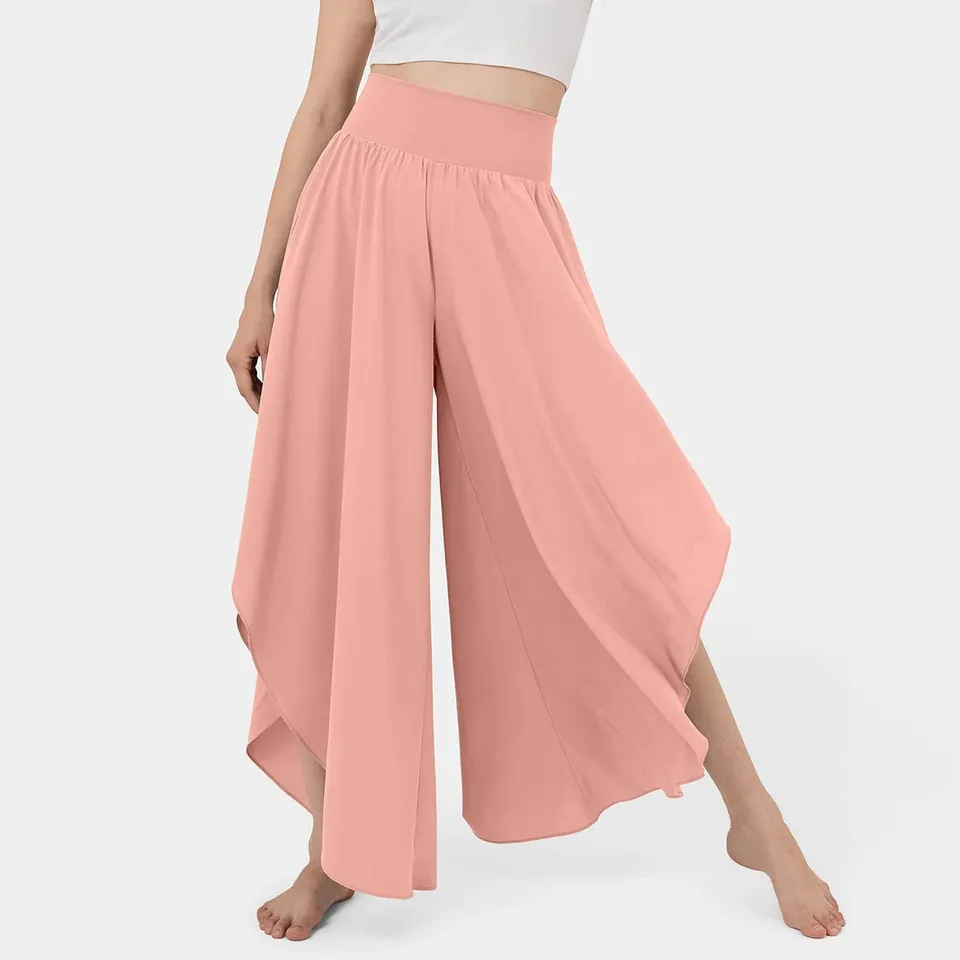 Ženy široké nohavice nohavice s vysokým pásom jogy Pants Hippie Pants Boho Beach Ženy Ženy Business ležasné nohavice s vreckami letné nohavice