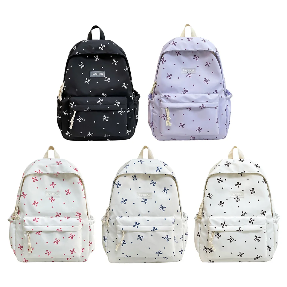 Ženy študentky batoh kvetinovým tlakom notebook batoh veľkej kapacity bowknot batoh School Outdoor Camping Picnic Bag