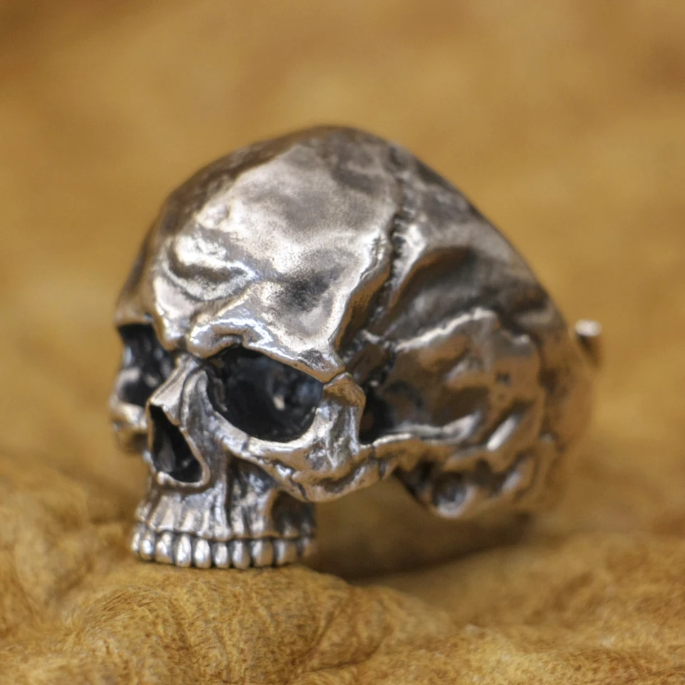 Žiadna brada Skull 925 Sterling Silver Ring Conyber Punk Open Ring TA437 US Veľkosť 8 ~ 15