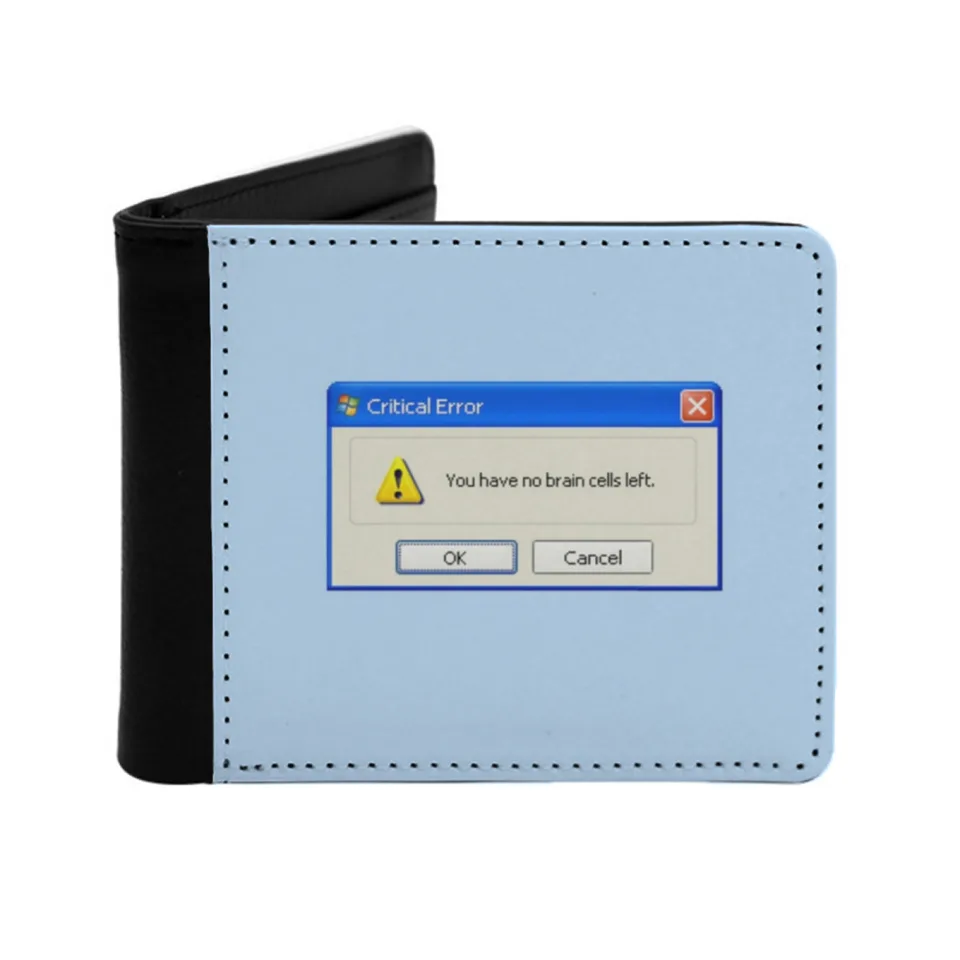 Žiadne mozgové bunky ľavé Windows XP Popup Men peňaženky módne držiak karty Držiteľ kabelky Krátka PU koža peňaženka prekliate nekliate