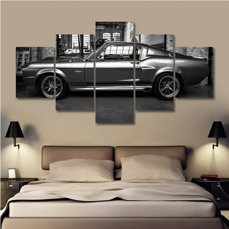 Žiadne zarámované plátno 5ks retro Ford Savage GT500 Eleanor Car Wall Art Plagáty Obrázky Domáce dekorácie maľby dekorácie