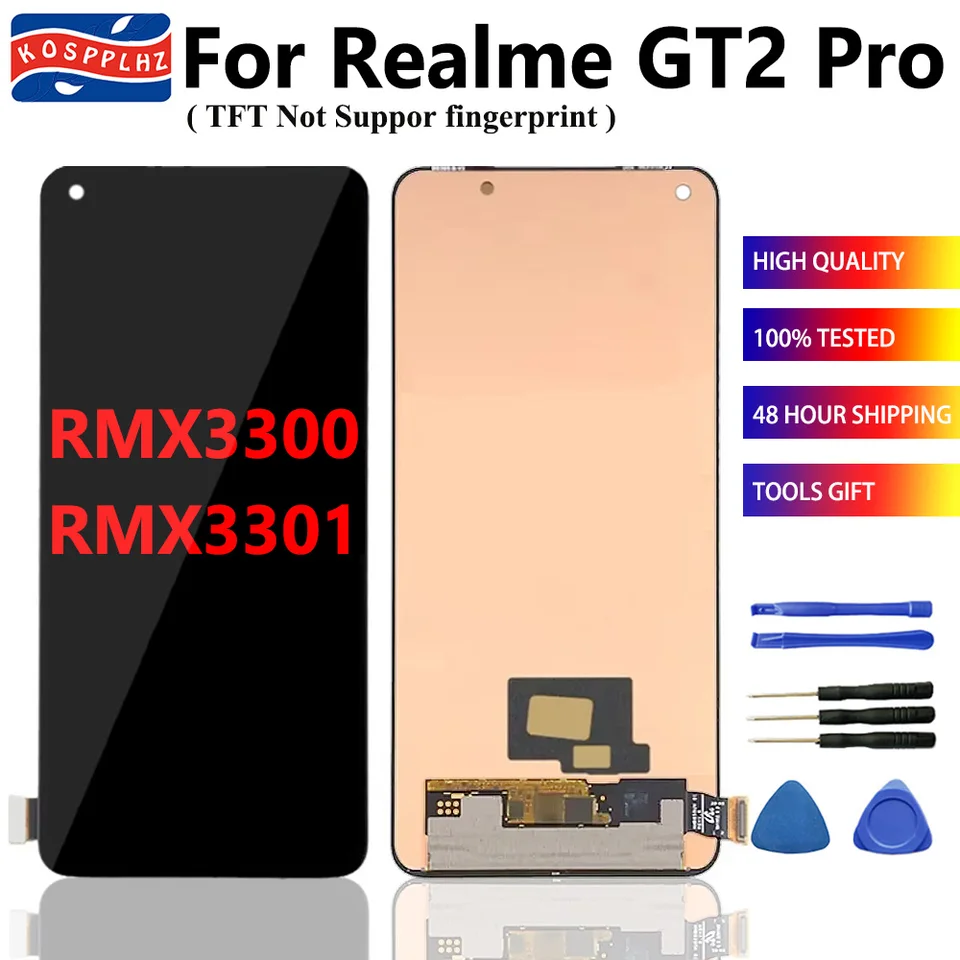 Žiadny odtlačok prsta TFT pre Realme GT2 Pro LCD Display + Digitalizátor dotykovej obrazovky Testované pre Realme RMX3300 RMX3301 LCD