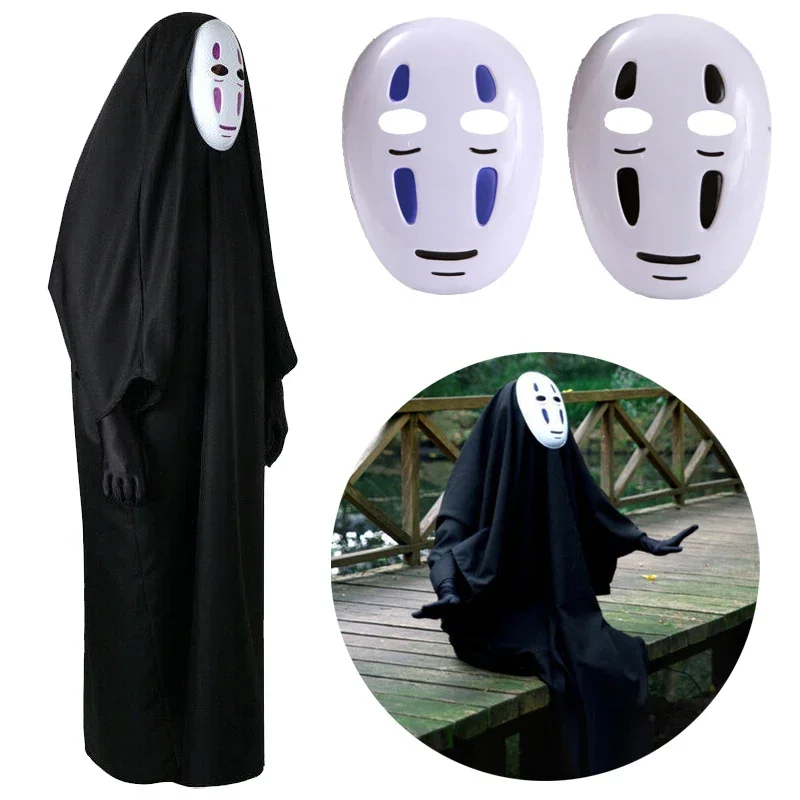 Žiadny tvár Muž Spirited and Away Cosplay kostým masky rukavice rukavice bez tváre plášťový kabát deti Dospelý Halloween Karneval kostým pre wan wowa